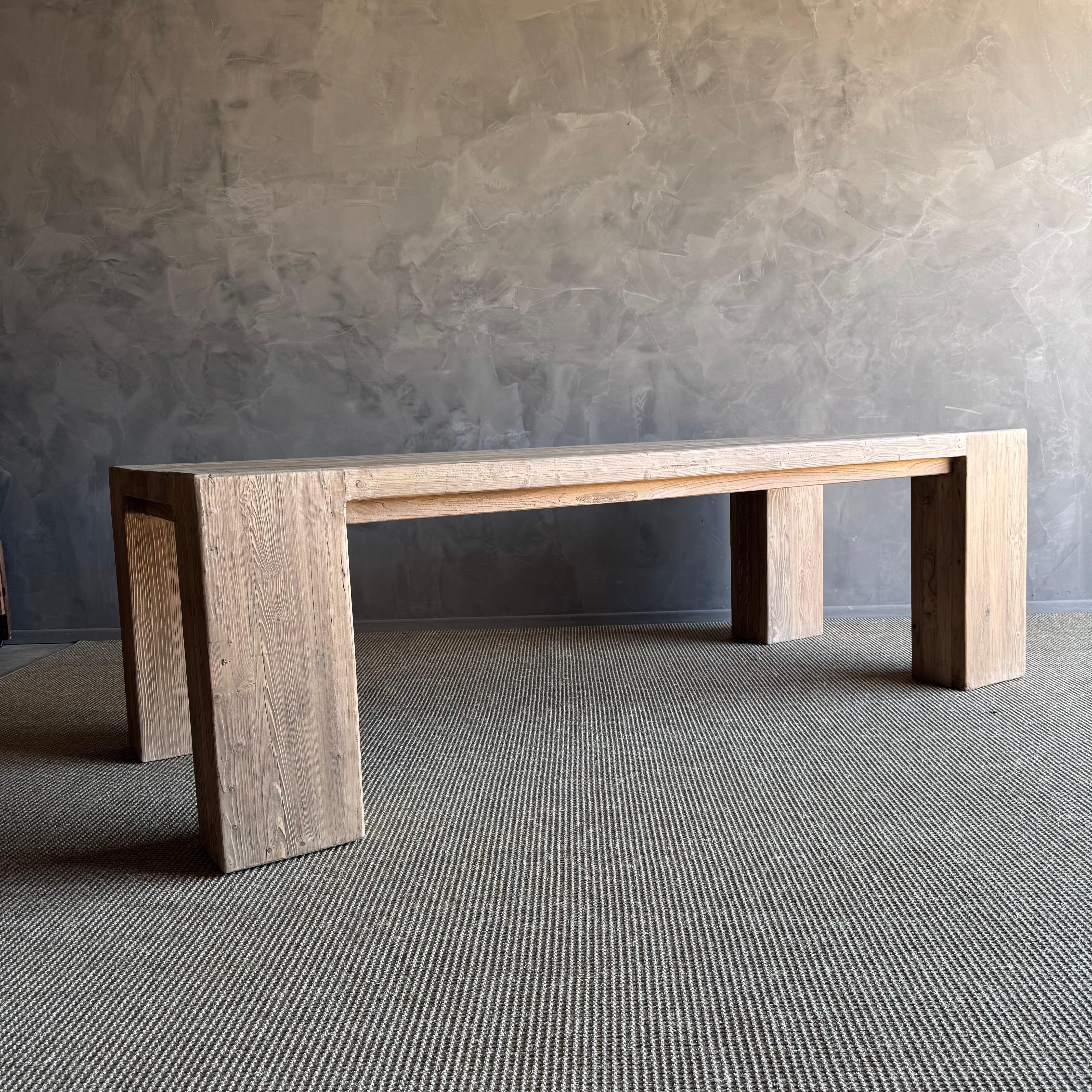 Massive Ulme Wood Balken Stil Esstisch Crafted von rustikalen abgeholzt Ulme Holz (21. Jahrhundert und zeitgenössisch)