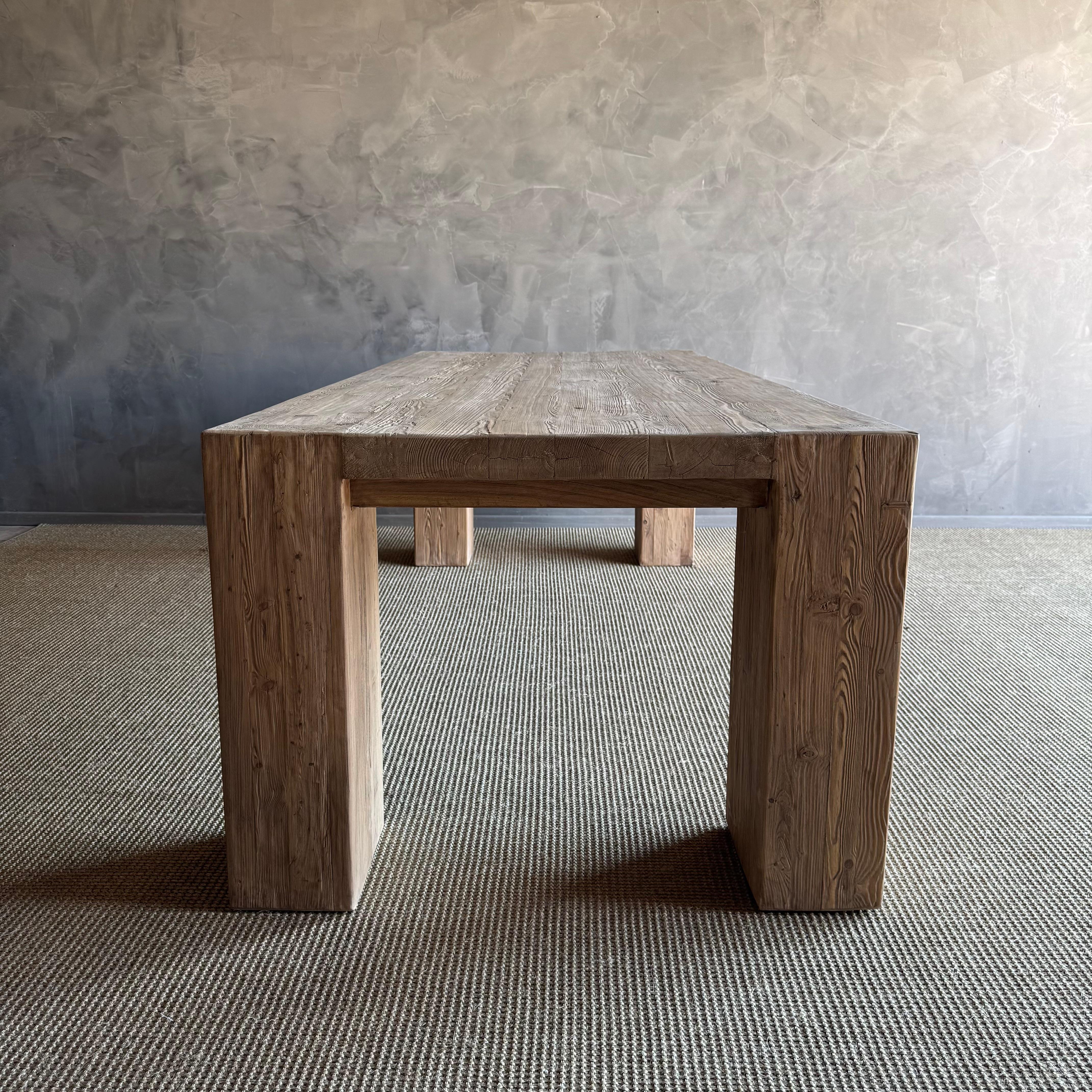 Massive Ulme Wood Balken Stil Esstisch Crafted von rustikalen abgeholzt Ulme Holz 1