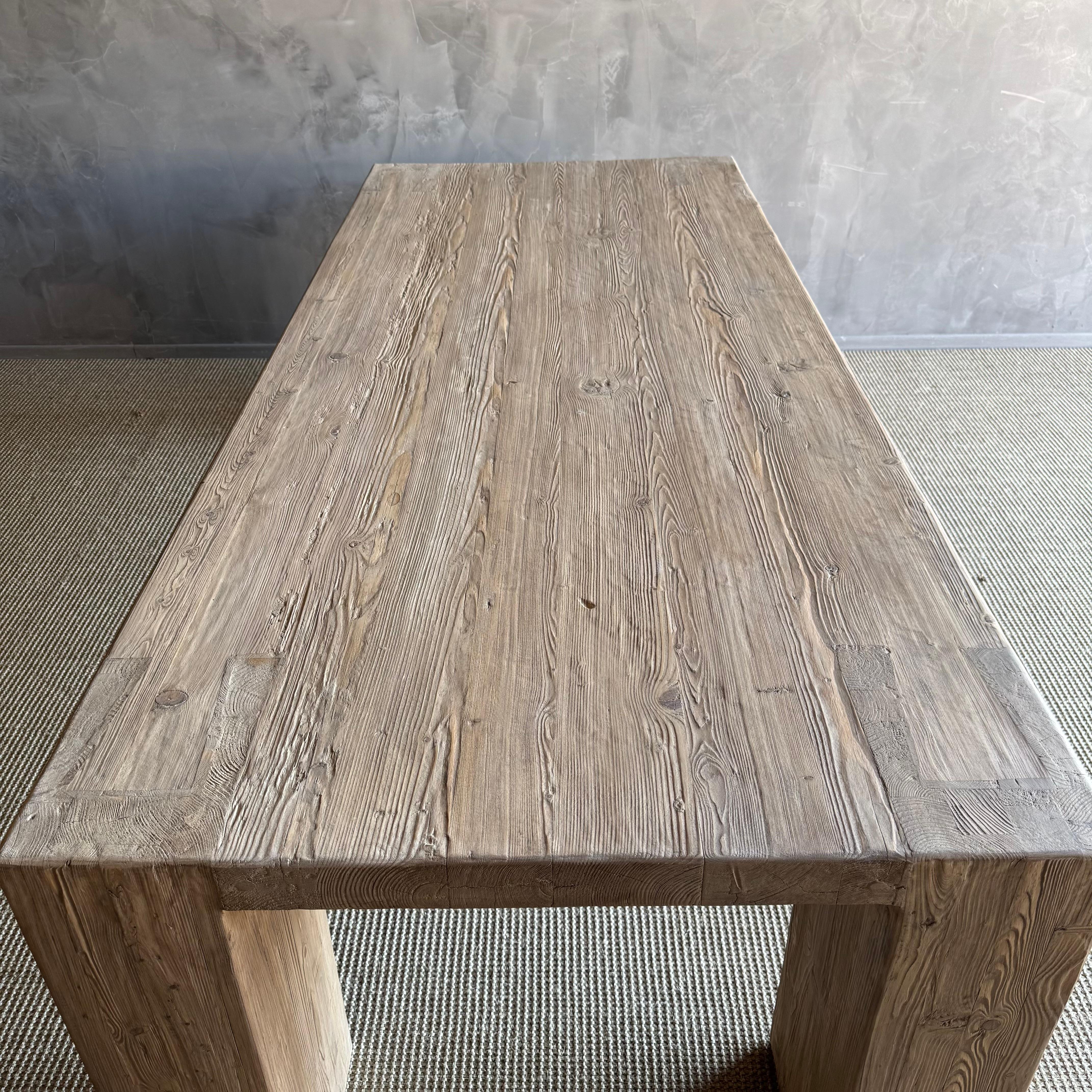 Massive Ulme Wood Balken Stil Esstisch Crafted von rustikalen abgeholzt Ulme Holz 2
