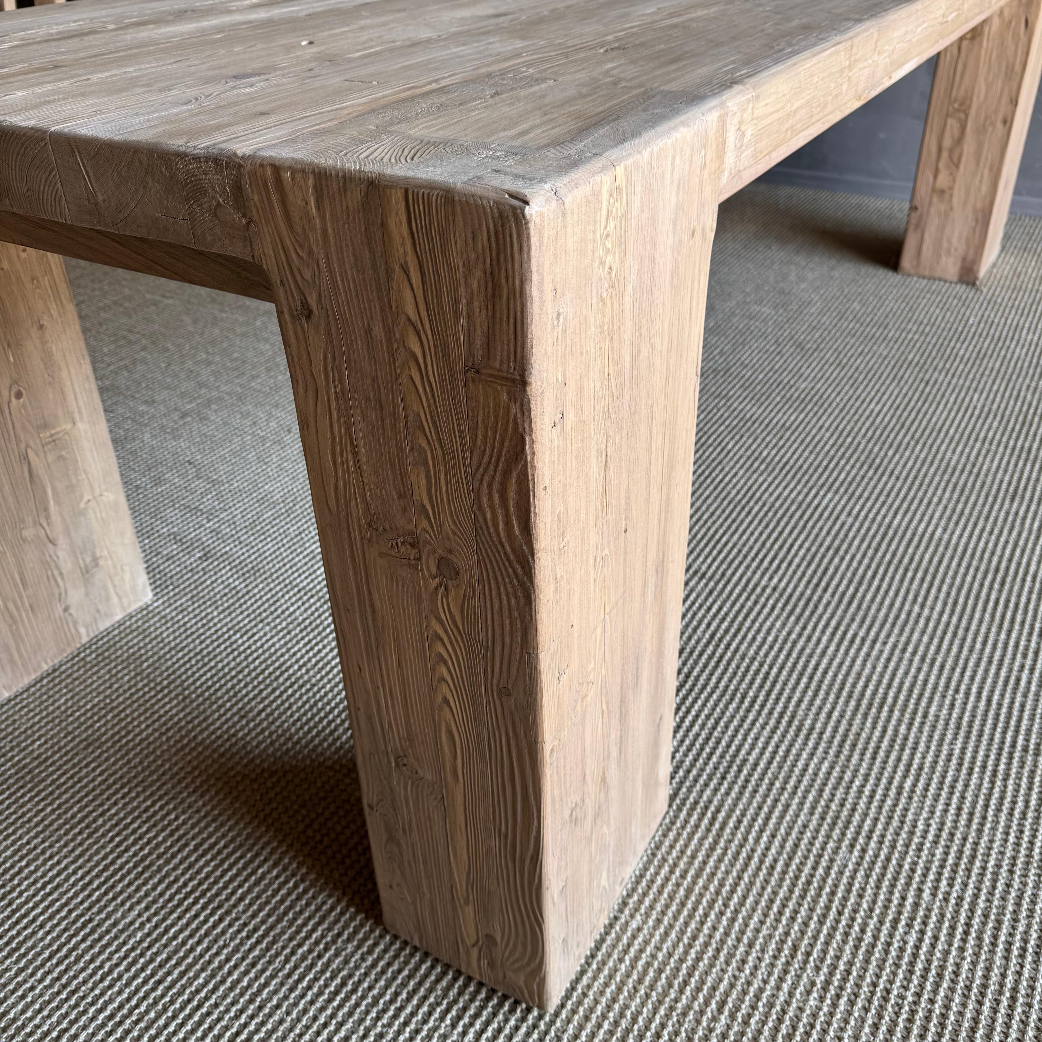 Massive Ulme Wood Balken Stil Esstisch Crafted von rustikalen abgeholzt Ulme Holz 4