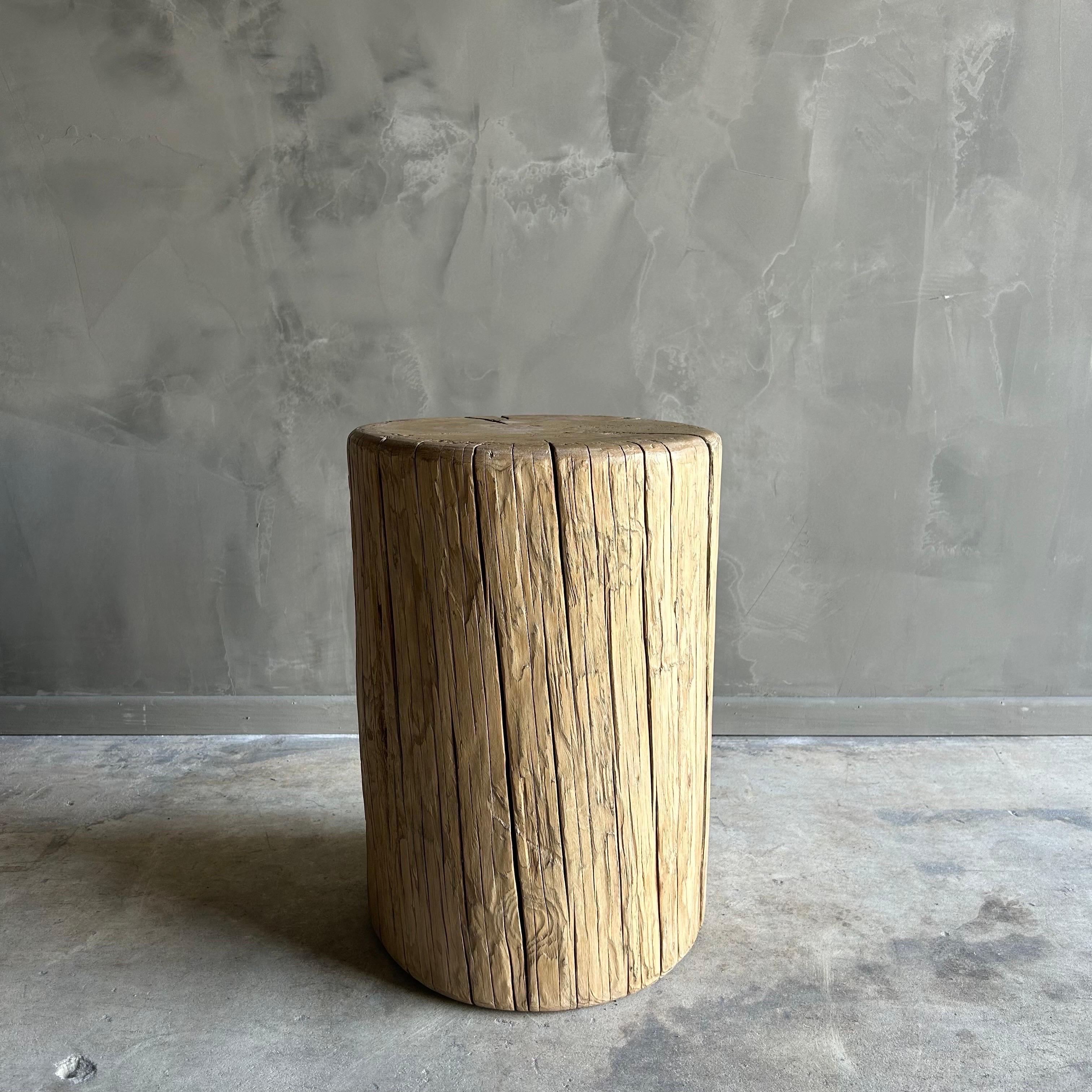 Organic Modern Solid Elm Wood Stump Side Table