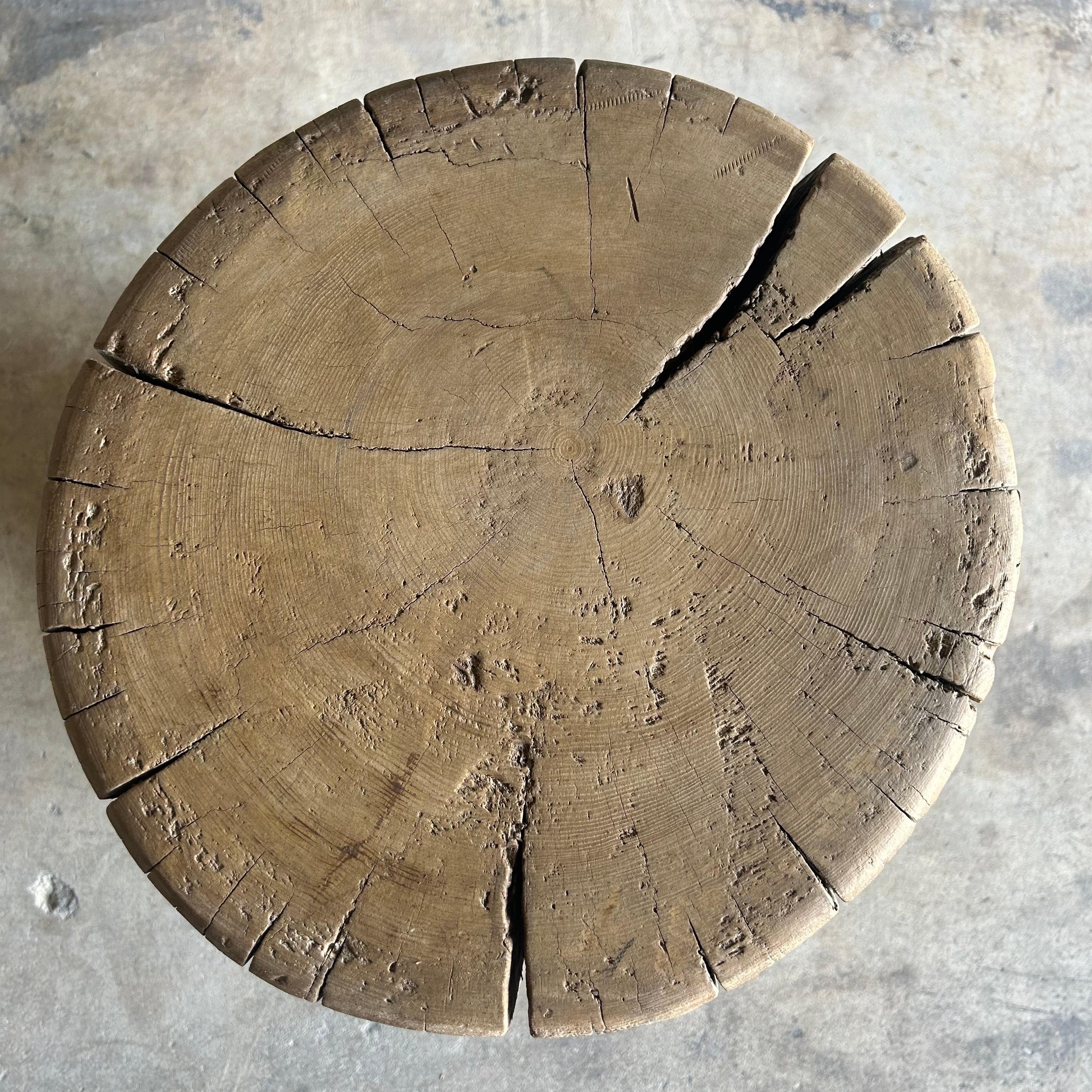 Solid Elm Wood Stump Side Table In New Condition In Old Town Orange, CA