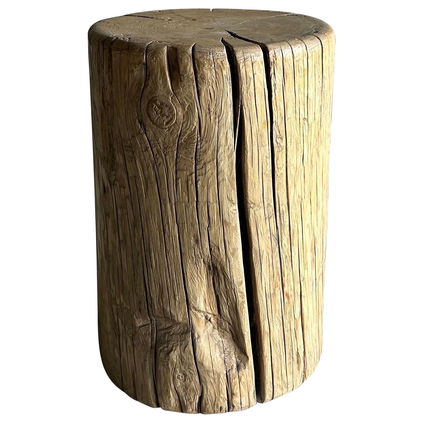 Solid Elm Wood Stump Side Table