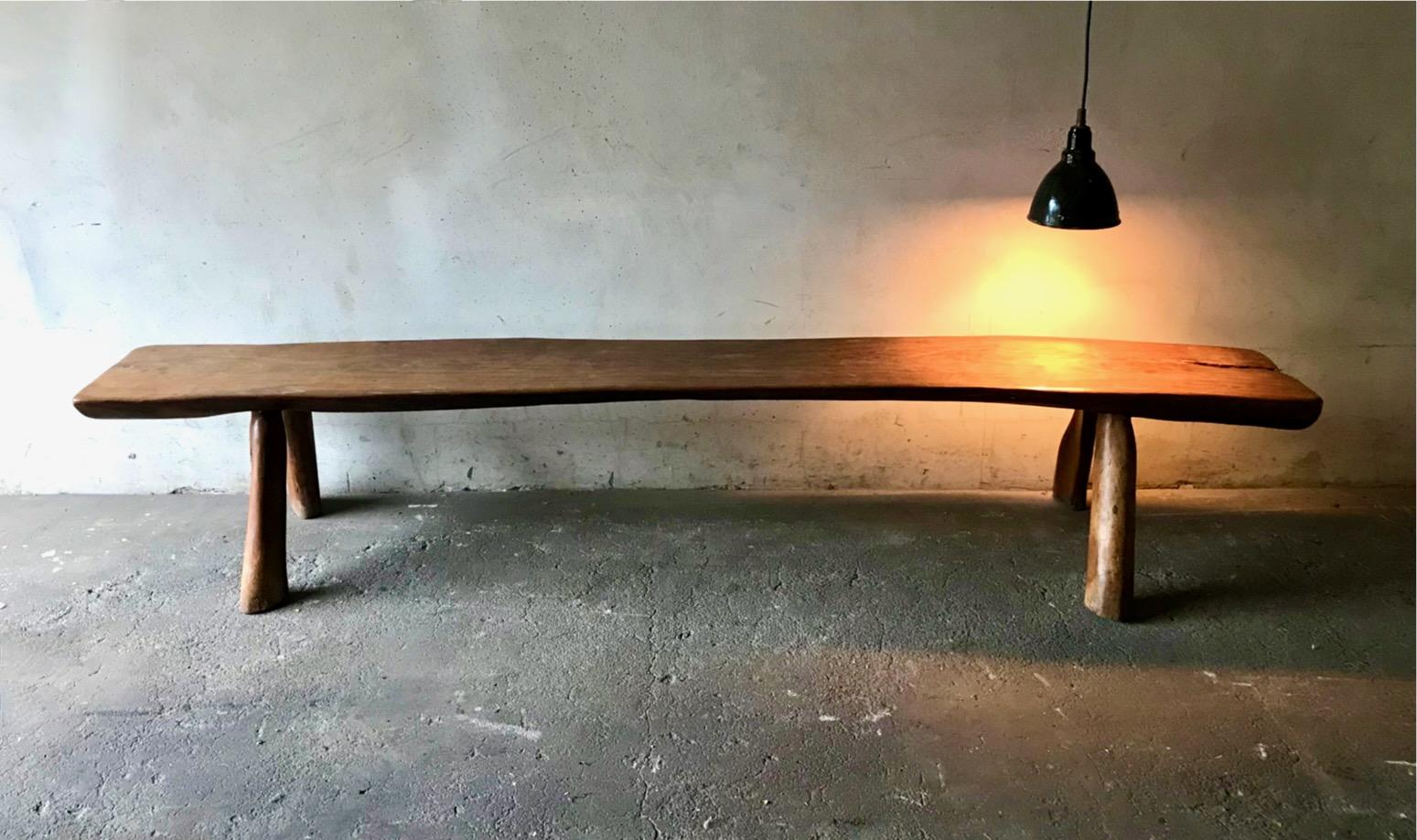 Solid Elmwood Benches by Olavi Hanninen for Mikko Nupponen, stock of two In Good Condition For Sale In Voorburg, NL