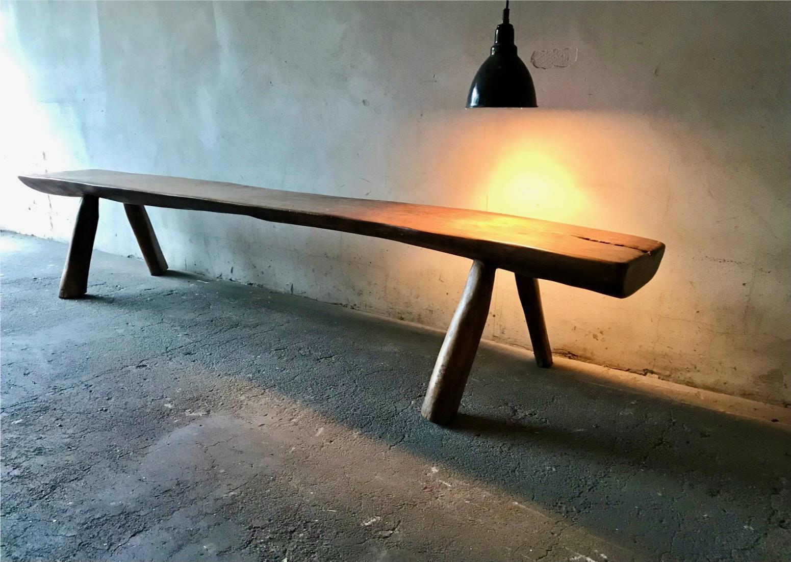 20th Century Solid Elmwood Benches by Olavi Hanninen for Mikko Nupponen, stock of two For Sale