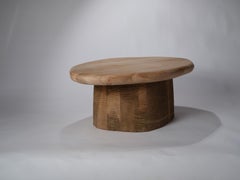 Solid English Oak Coffee Table, Hand Carved Leg and Organic Shaped Top. In Stock