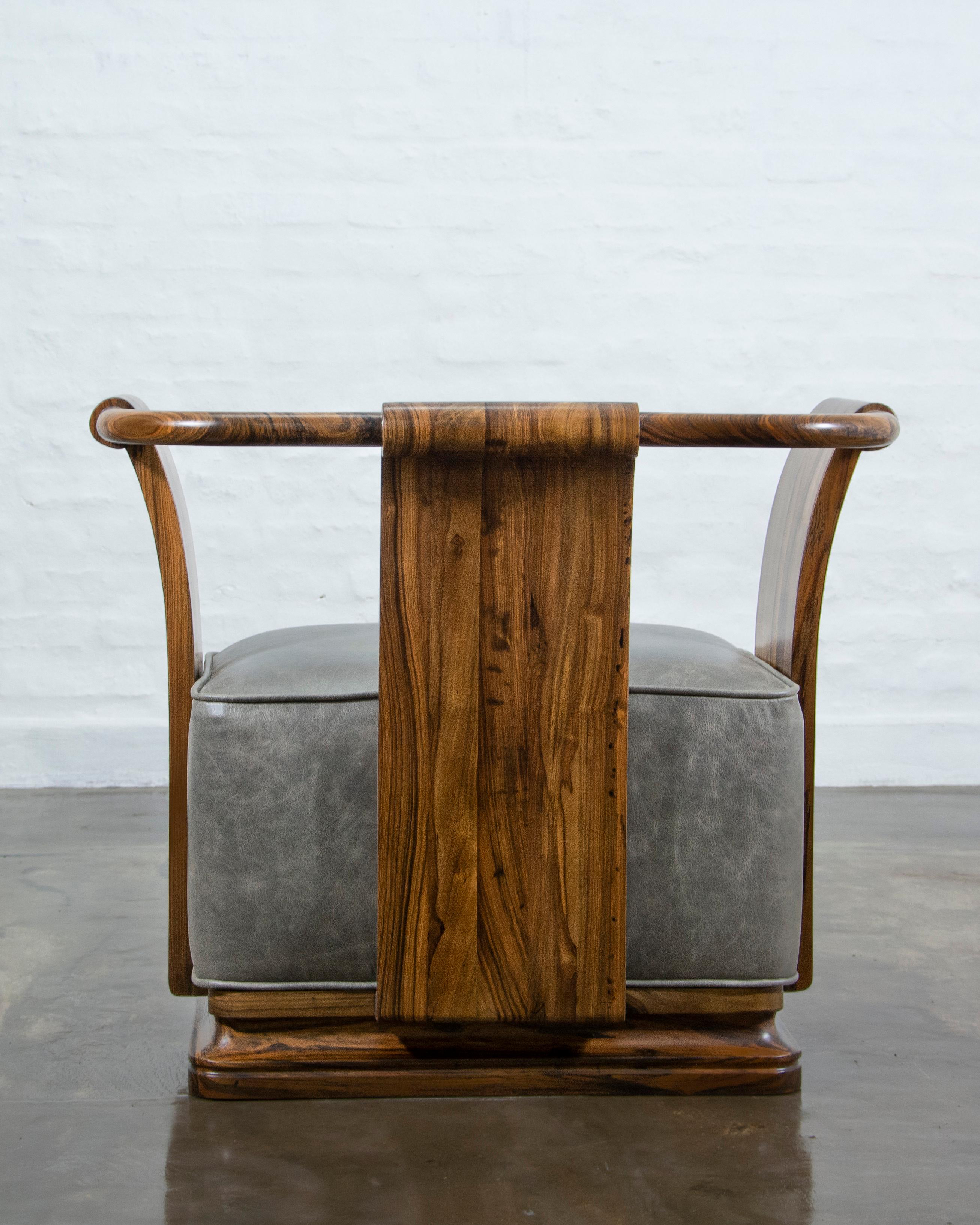 Argentine Solid Exotic Wood Lounge Chair in Leather by Costantini, Simone 'In Stock' For Sale