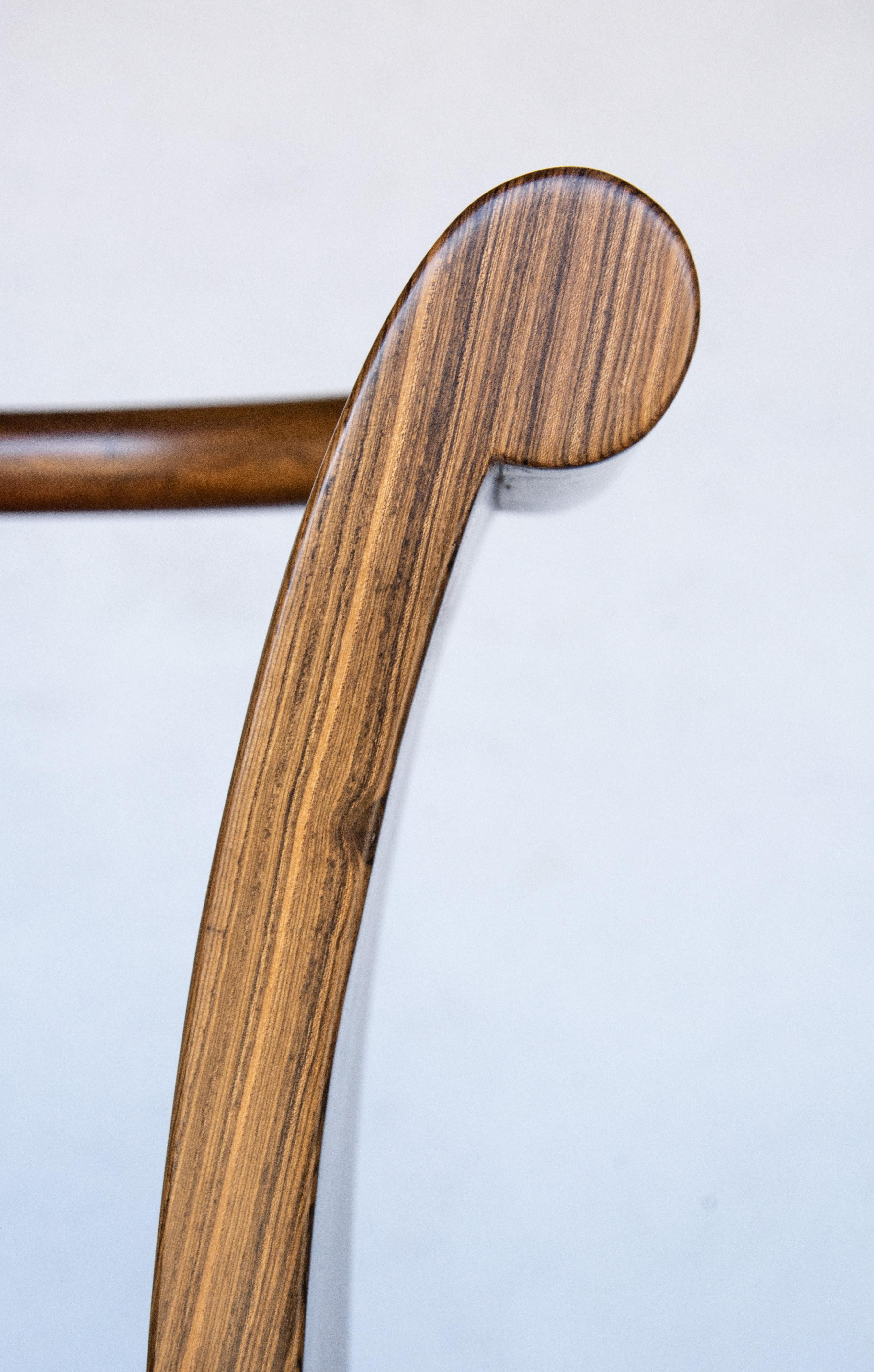 Solid Exotic Wood Lounge Chair in Leather by Costantini, Simone 'In Stock' In New Condition For Sale In New York, NY