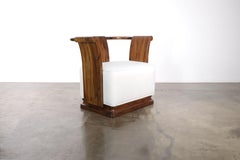 Solid Exotic Wood Lounge Chair in White Fabric by Costantini, Simone, In Stock