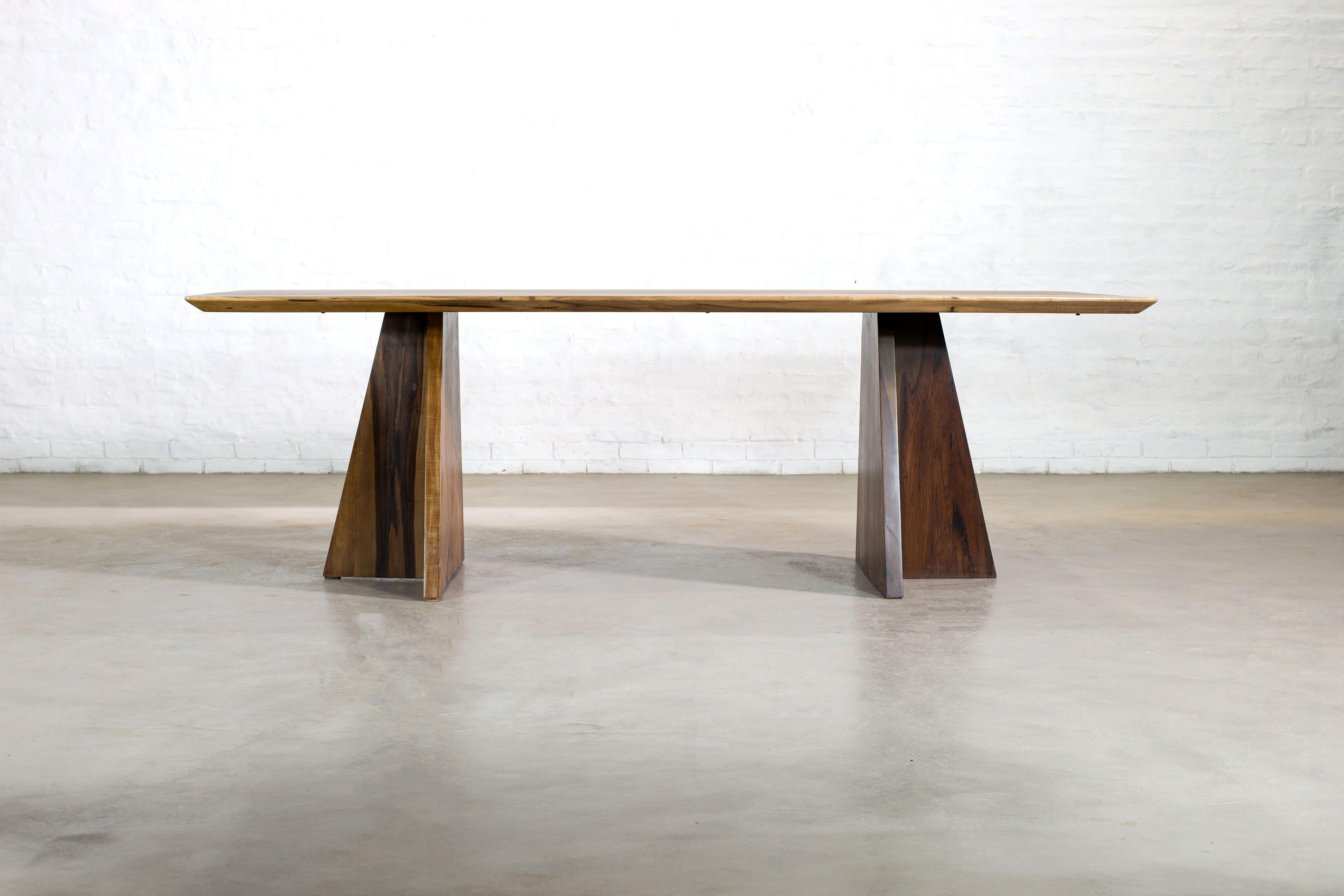 Modern Solid Exotic Wood Twin Pedestal Dining Table / Desk Costantini, Luca In Stock For Sale