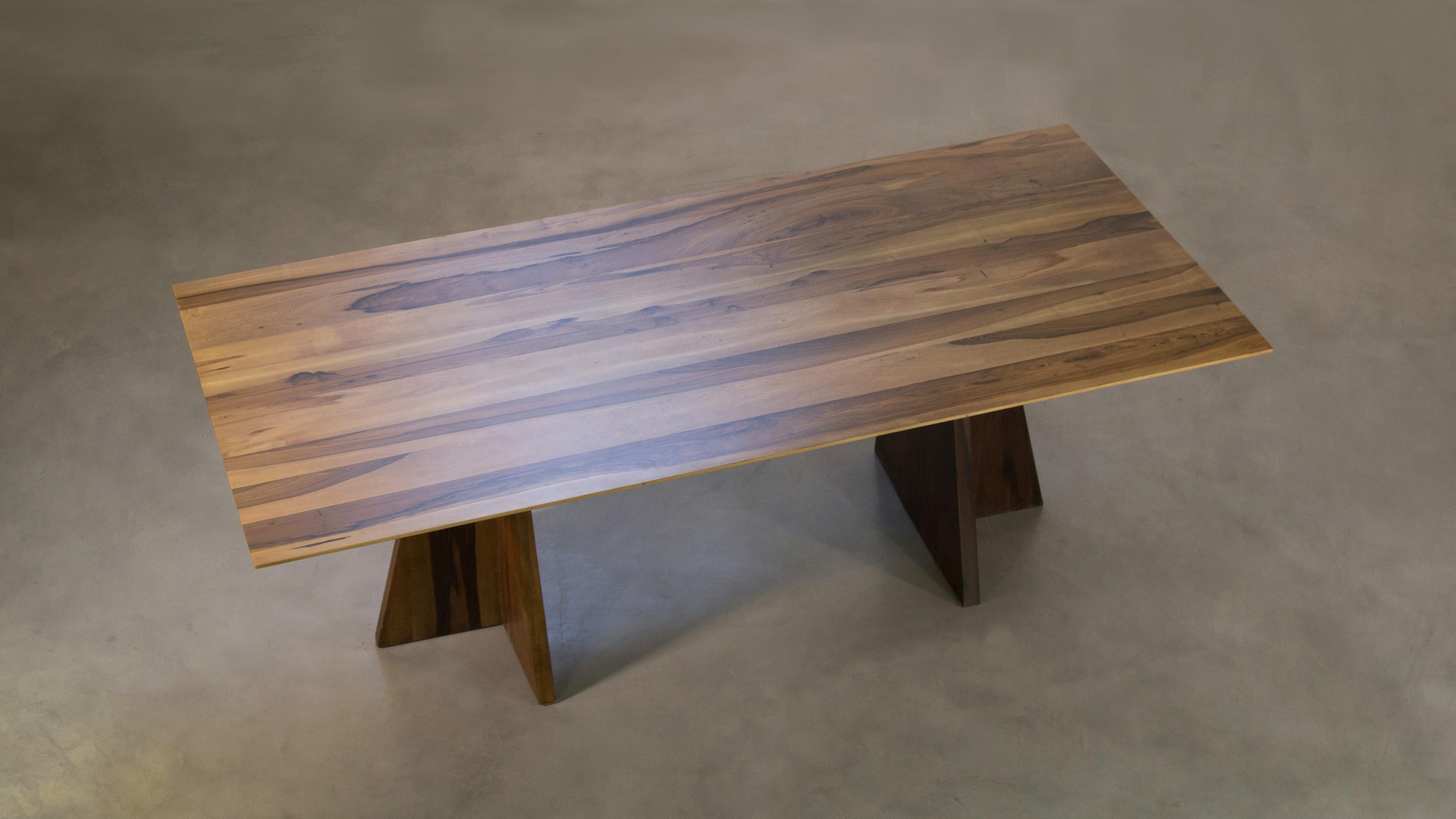 Solid Exotic Wood Twin Pedestal Dining Table / Desk Costantini, Luca In Stock In New Condition For Sale In New York, NY