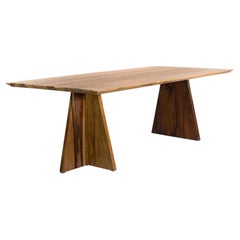 Table de salle à manger/bureau Costantini à deux piédestaux en bois exotique massif, Luca en stock