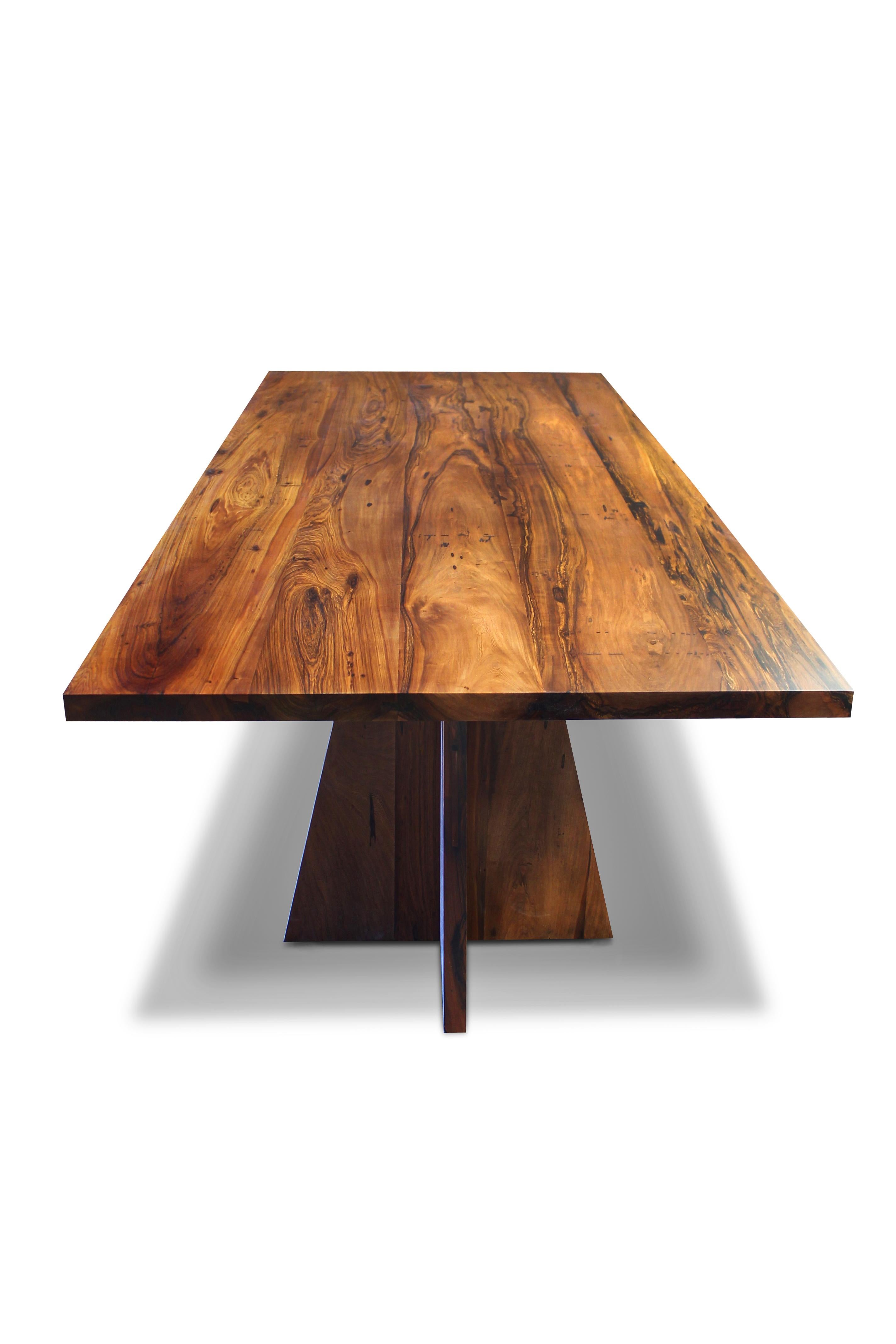 Solid Exotic Wood Twin Pedestal Modern Table, Luca

Measurements are 96