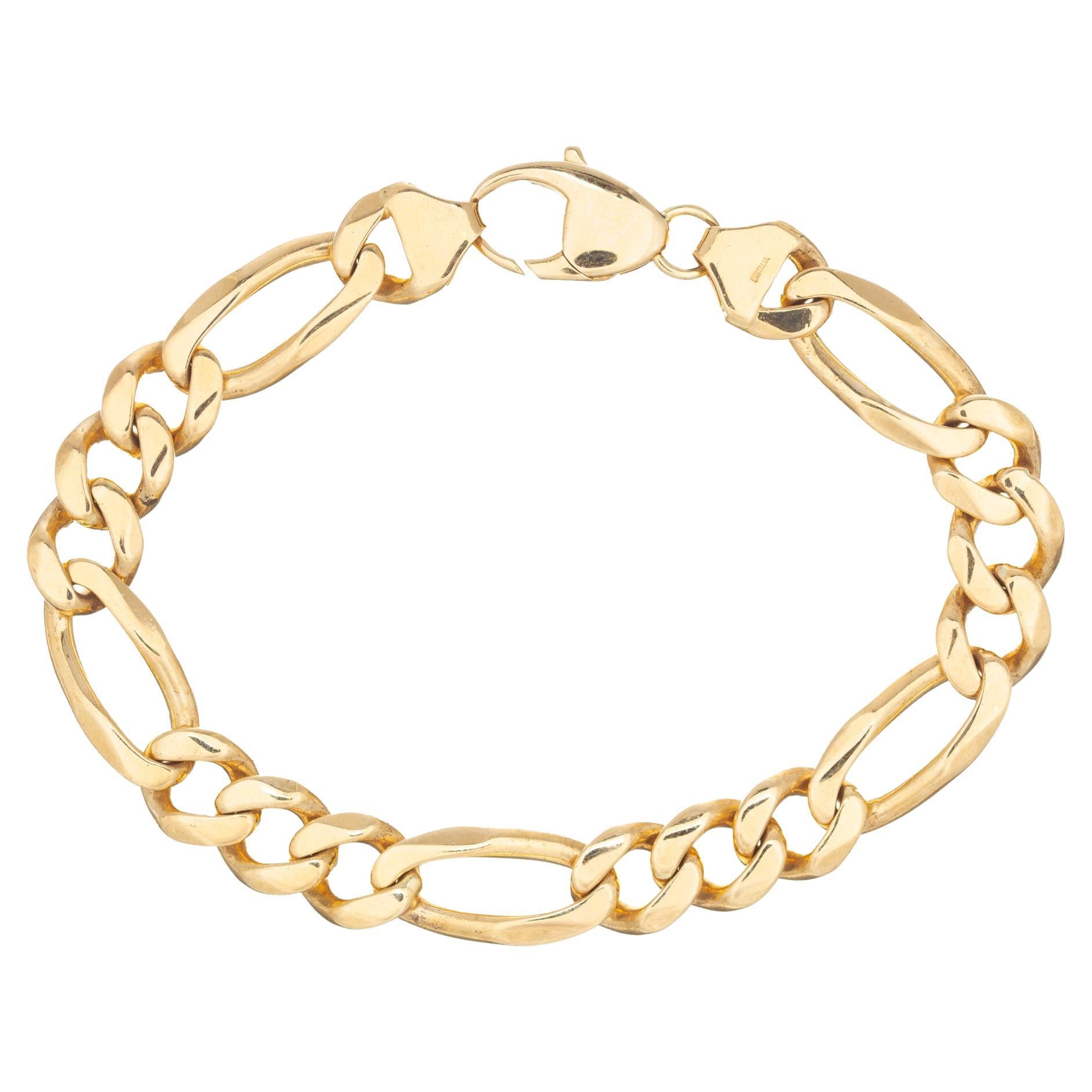 Massives Herrenarmband aus 14 Karat Gelbgold mit Figaro  im Angebot