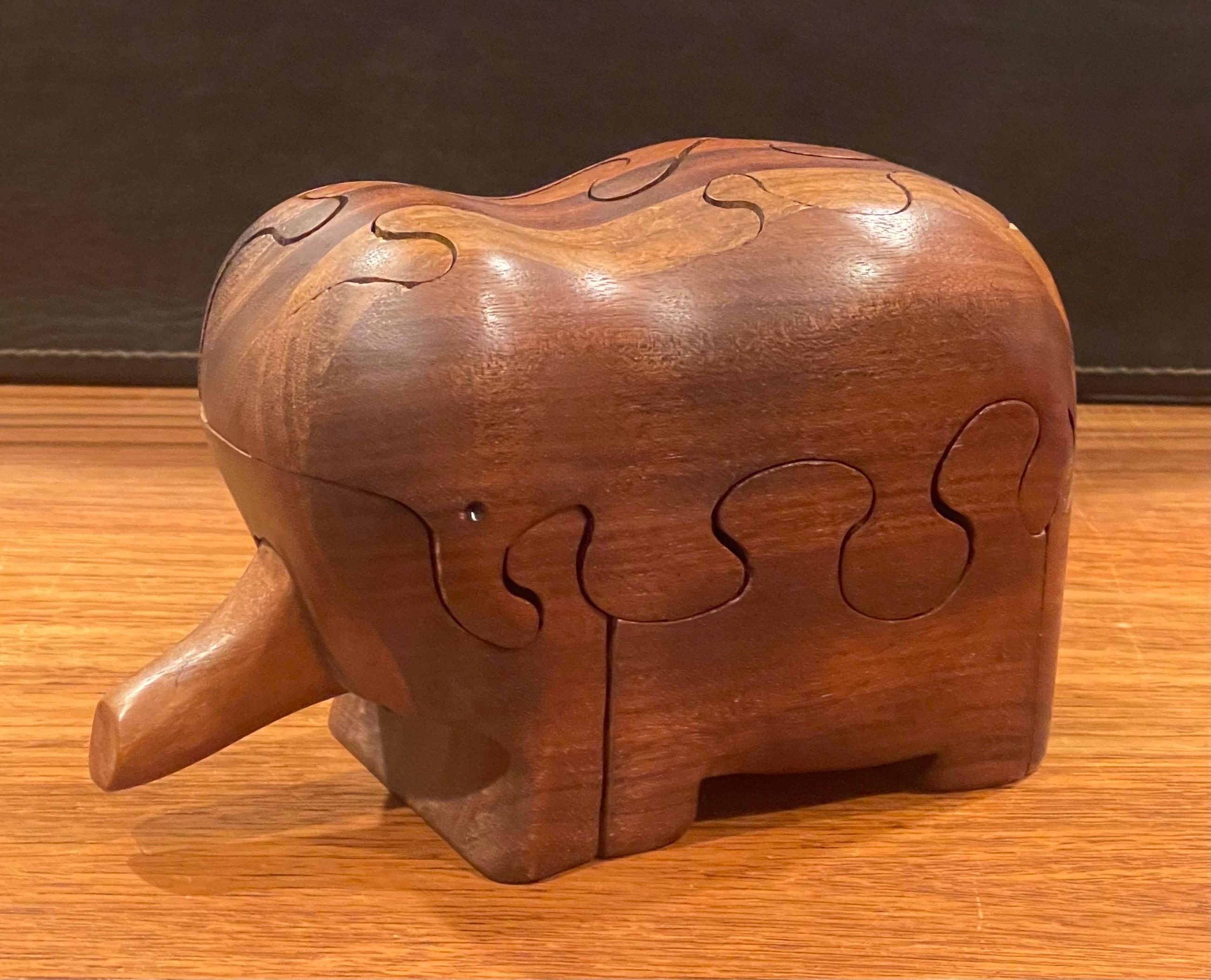 Solid Figural Elephant Puzzle / Sculpture in Walnut by Deborah D. Bump For Sale 4