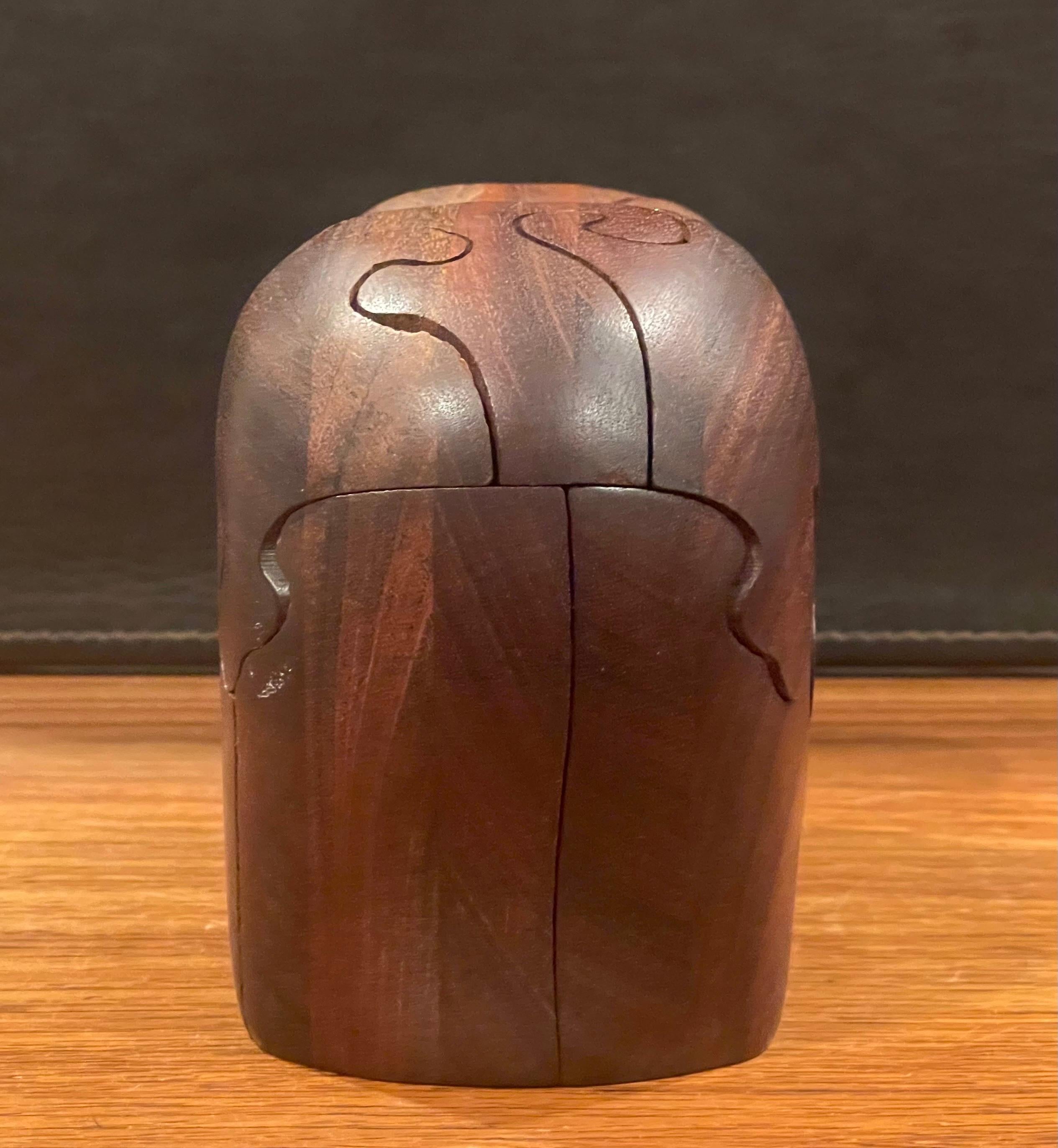 Hand-Crafted Solid Figural Elephant Puzzle / Sculpture in Walnut by Deborah D. Bump For Sale
