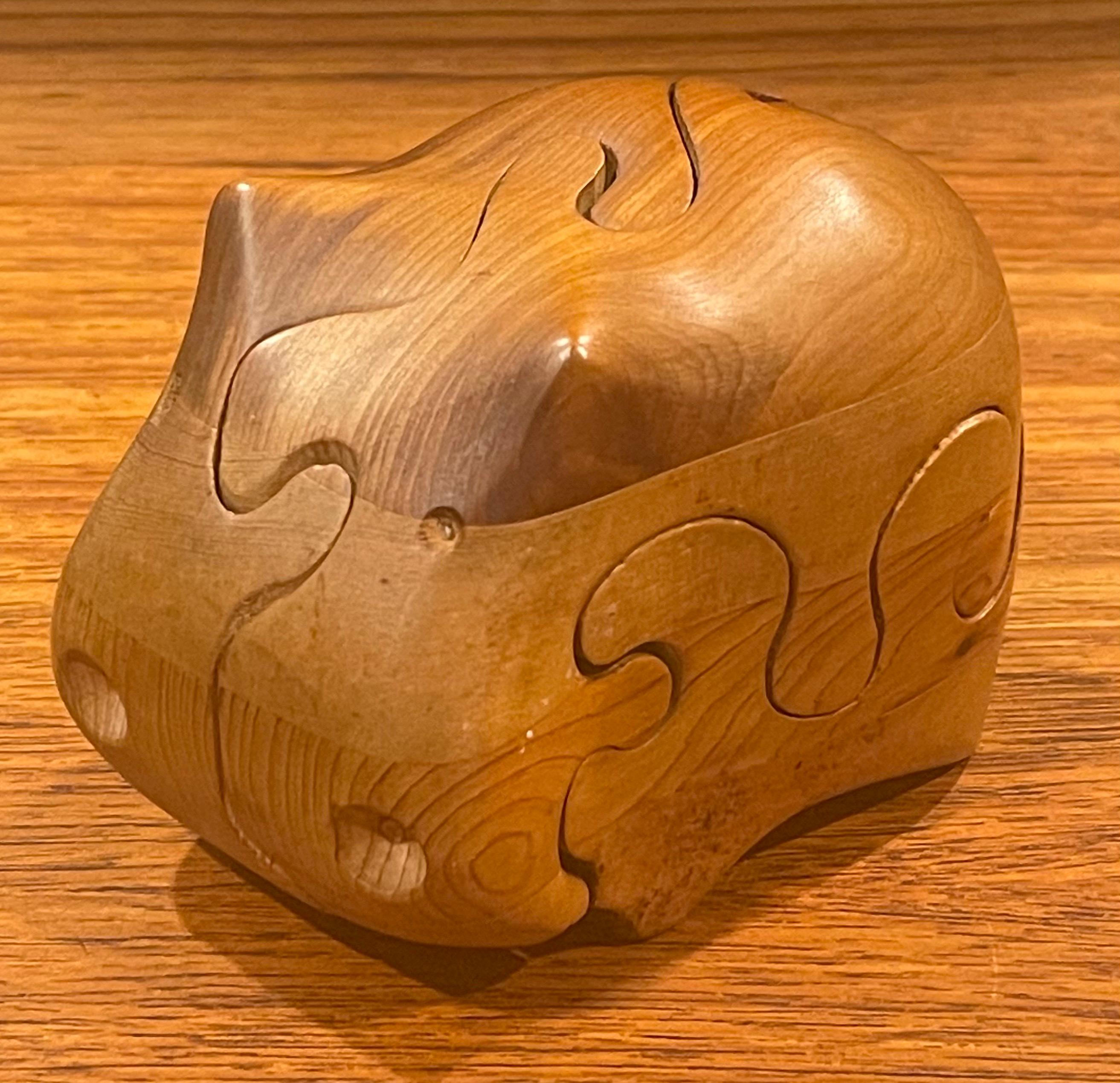 Solid Figural Hippo Puzzle / Paperweight in Pine / Cedar by Deborah D Bump 4