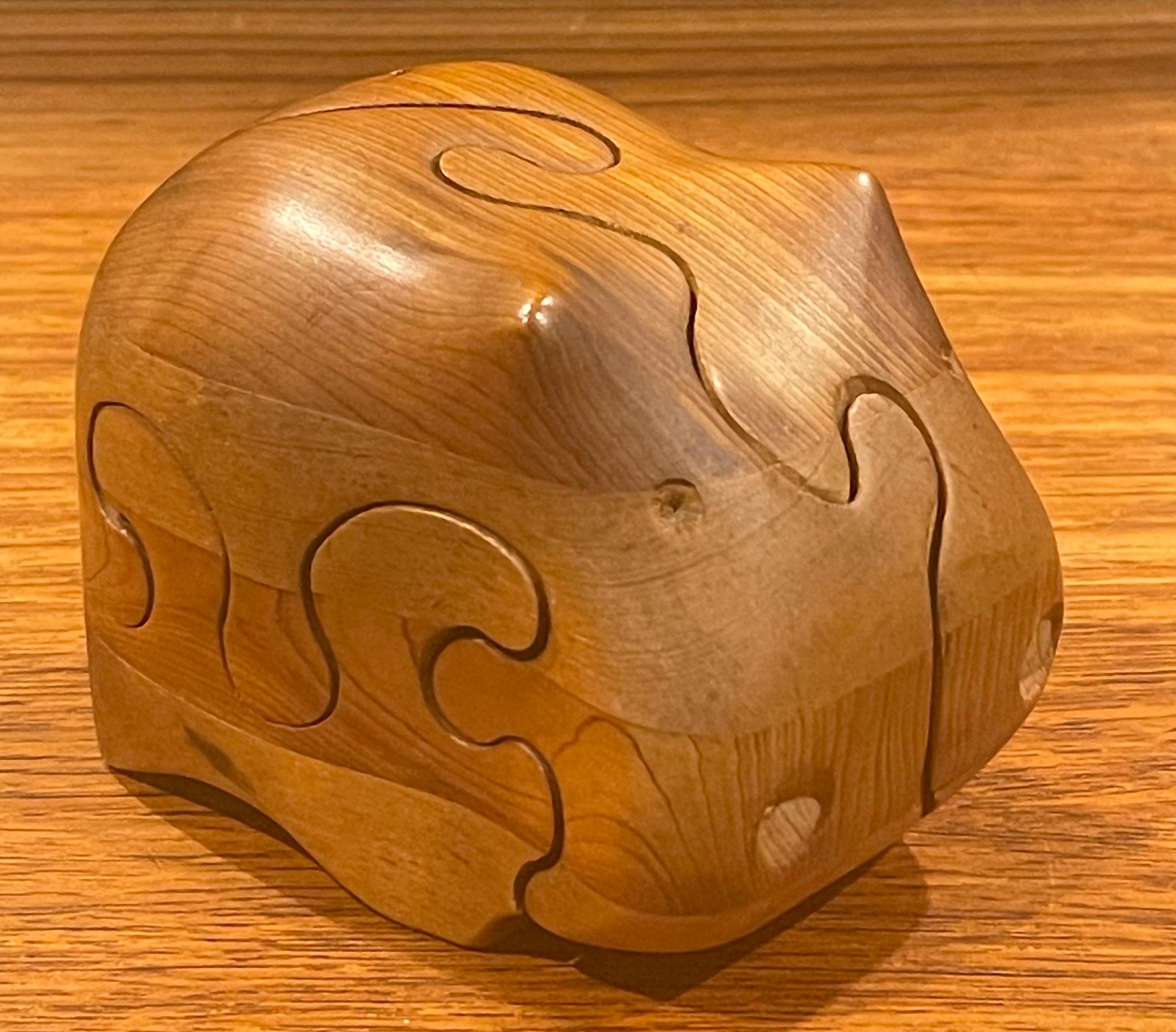 American Solid Figural Hippo Puzzle / Paperweight in Pine / Cedar by Deborah D Bump