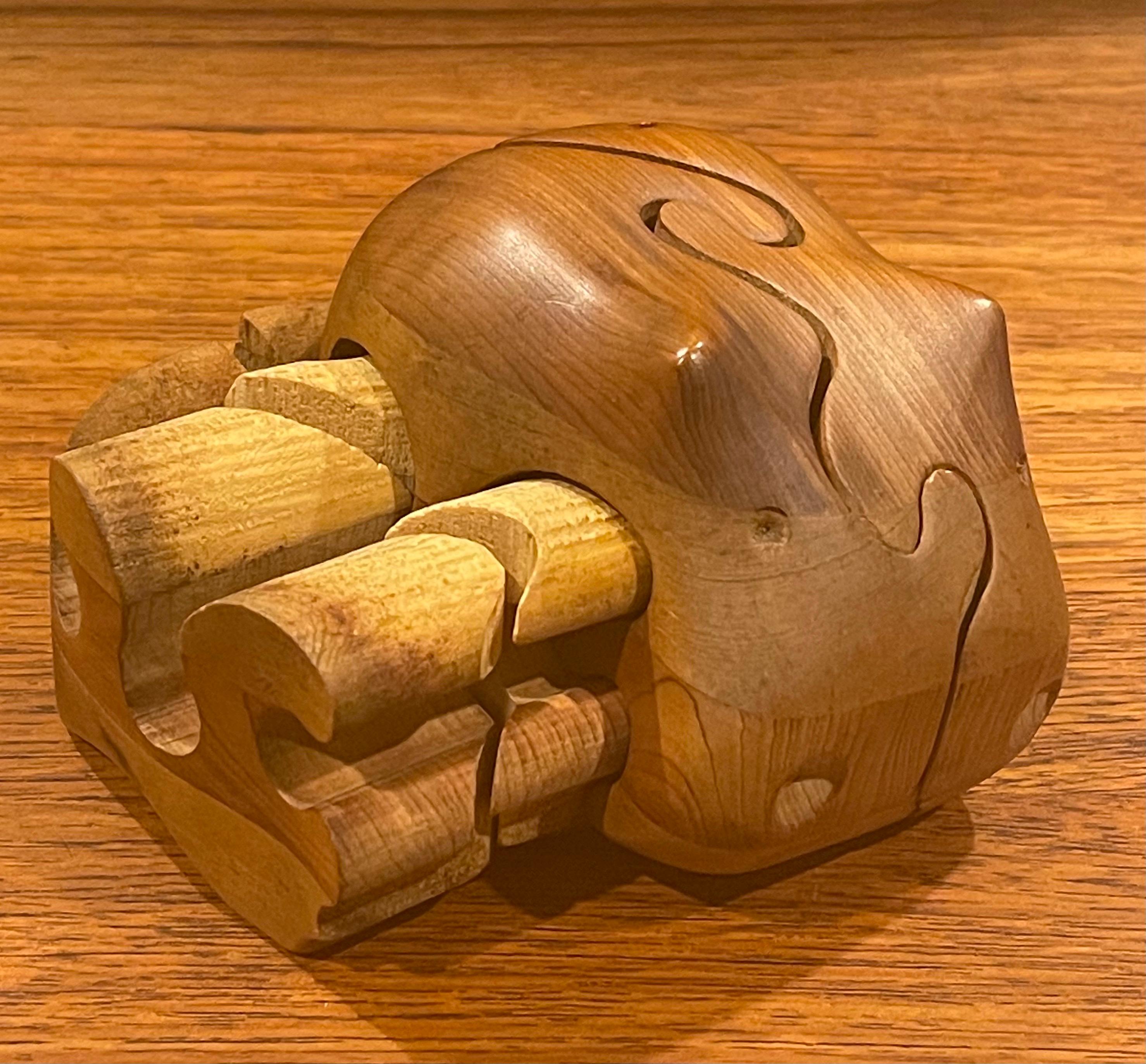 Solid Figural Hippo Puzzle / Paperweight in Pine / Cedar by Deborah D Bump 2