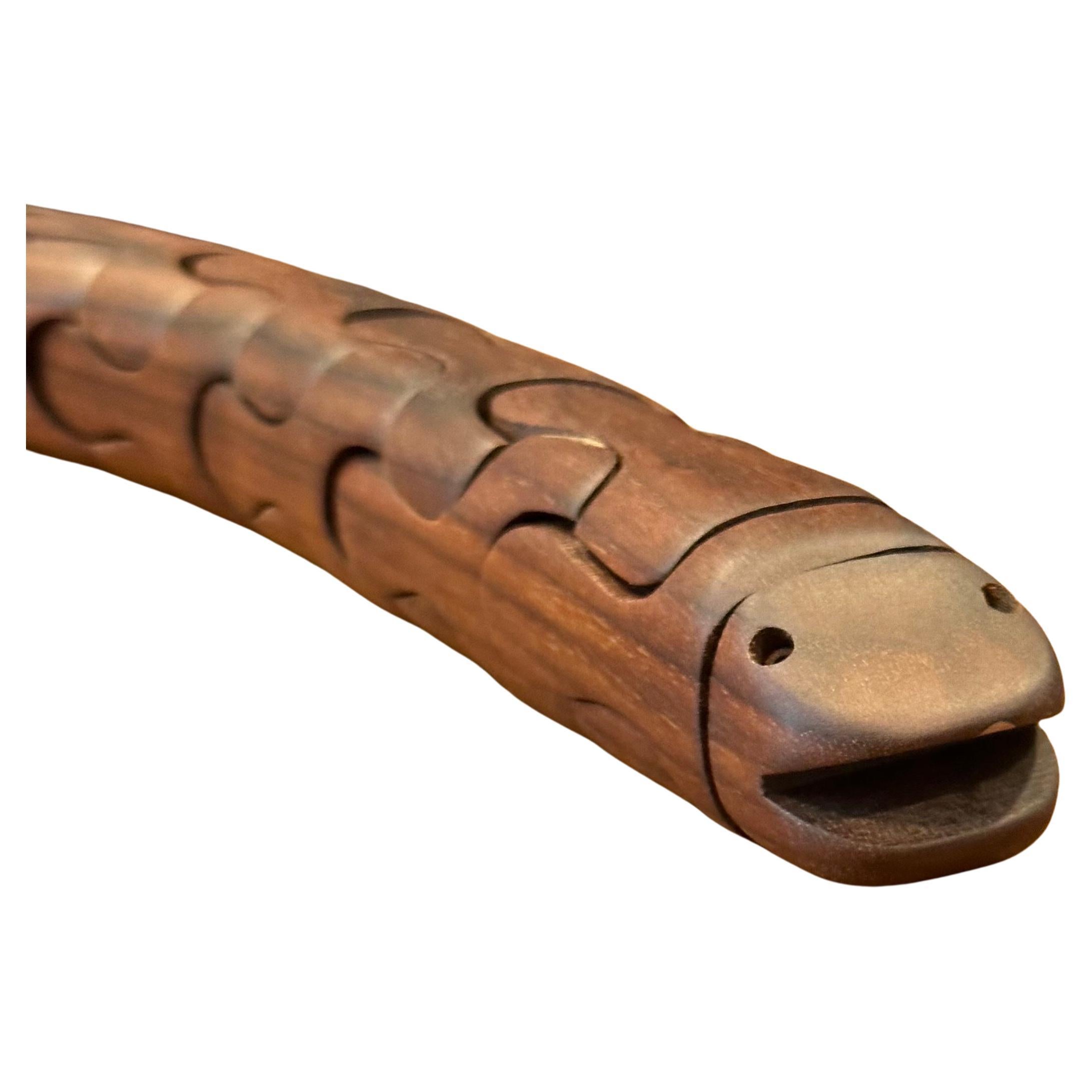 American Solid Figural Snake Puzzle / Paperweight in Walnut in the style of Deborah Bump For Sale
