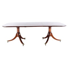 Antique Solid Flame Mahogany Regency Style Dining Table with Two Leaves