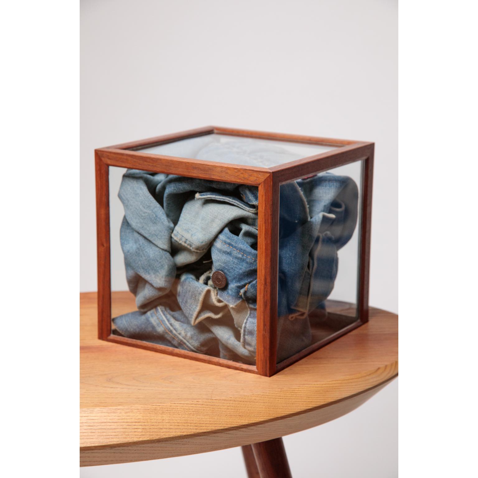 Post-Modern Solid Freijo and Imbuia Wood and Glass Memento Side Table by Andreas Anwander For Sale
