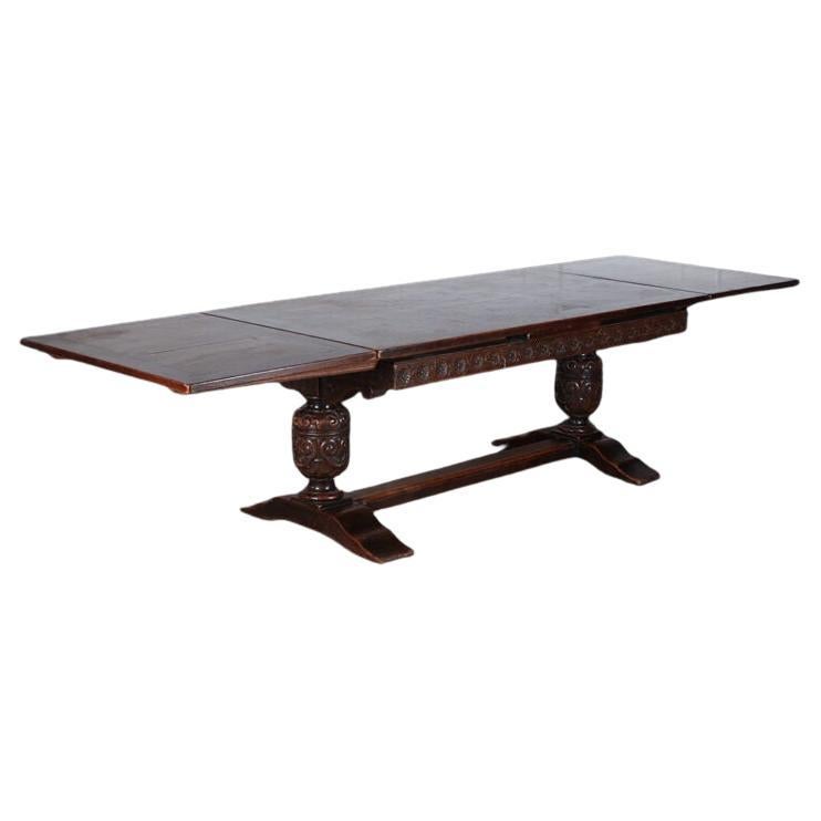 Solid French Oak Refectory Draw Leaf Dining Table For Sale