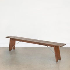 Early 20th Century French Solid Wood and Metal Bench
