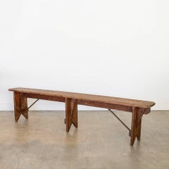 Solid French Wood and Metal Bench