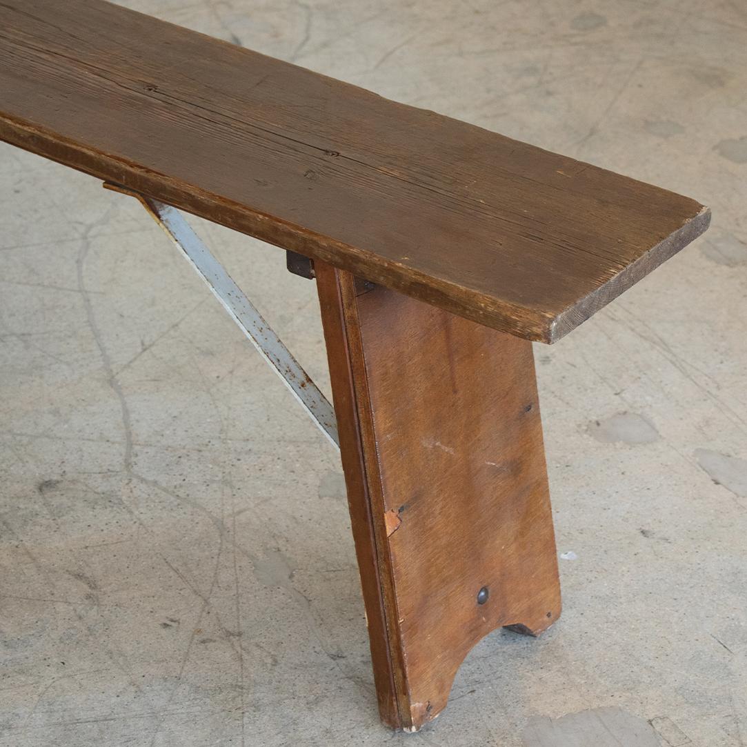 Solid French Wood and Metal Bench For Sale 1