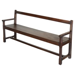 Solid French Wood Bench with Back 