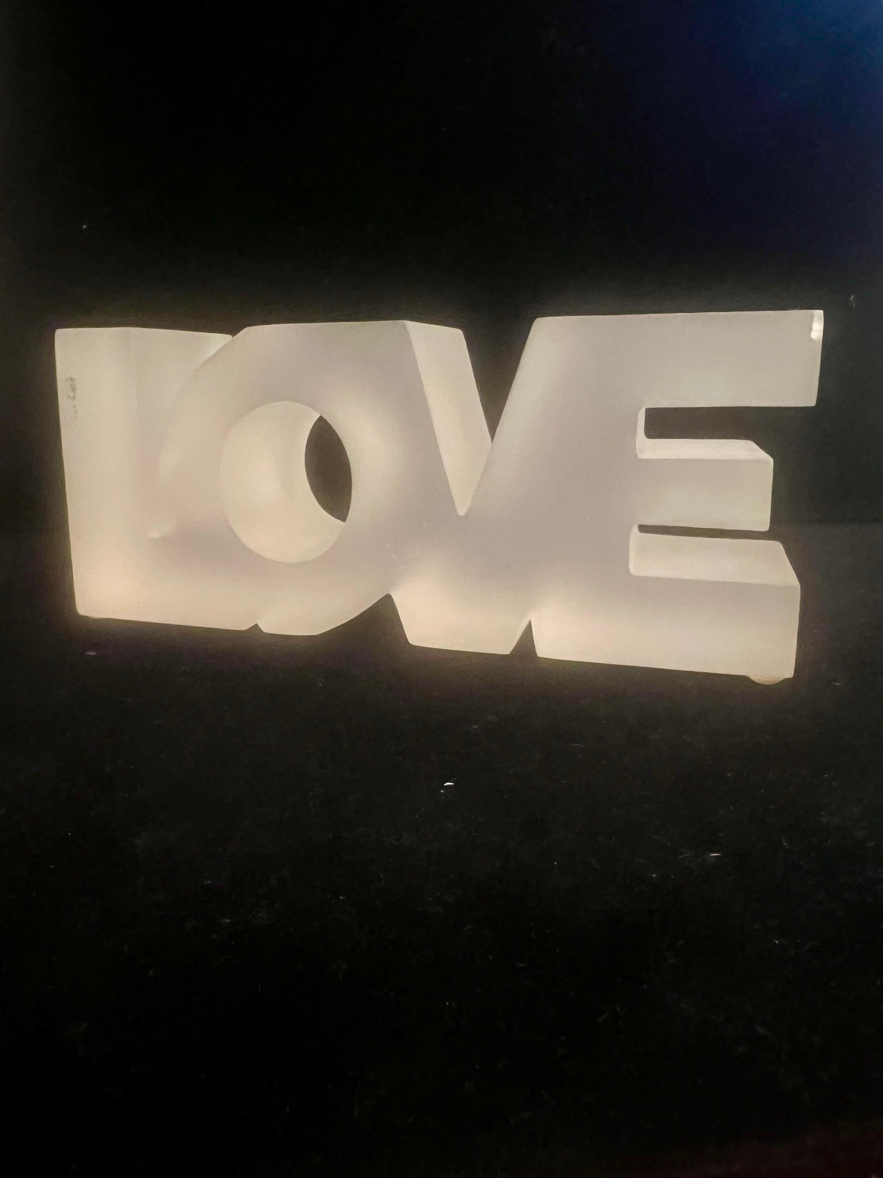 Solid Frosted Resin Lucite LOVE Sculpture 1970's In Good Condition For Sale In San Diego, CA