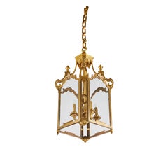 Solid Gilded Bronze and Glass Lantern