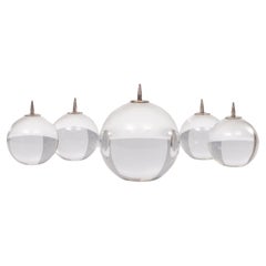 Solid Glass Ball shaped Candle sticks Italy 1970s
