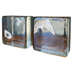 Solid Glass Block Bookends By Blenko