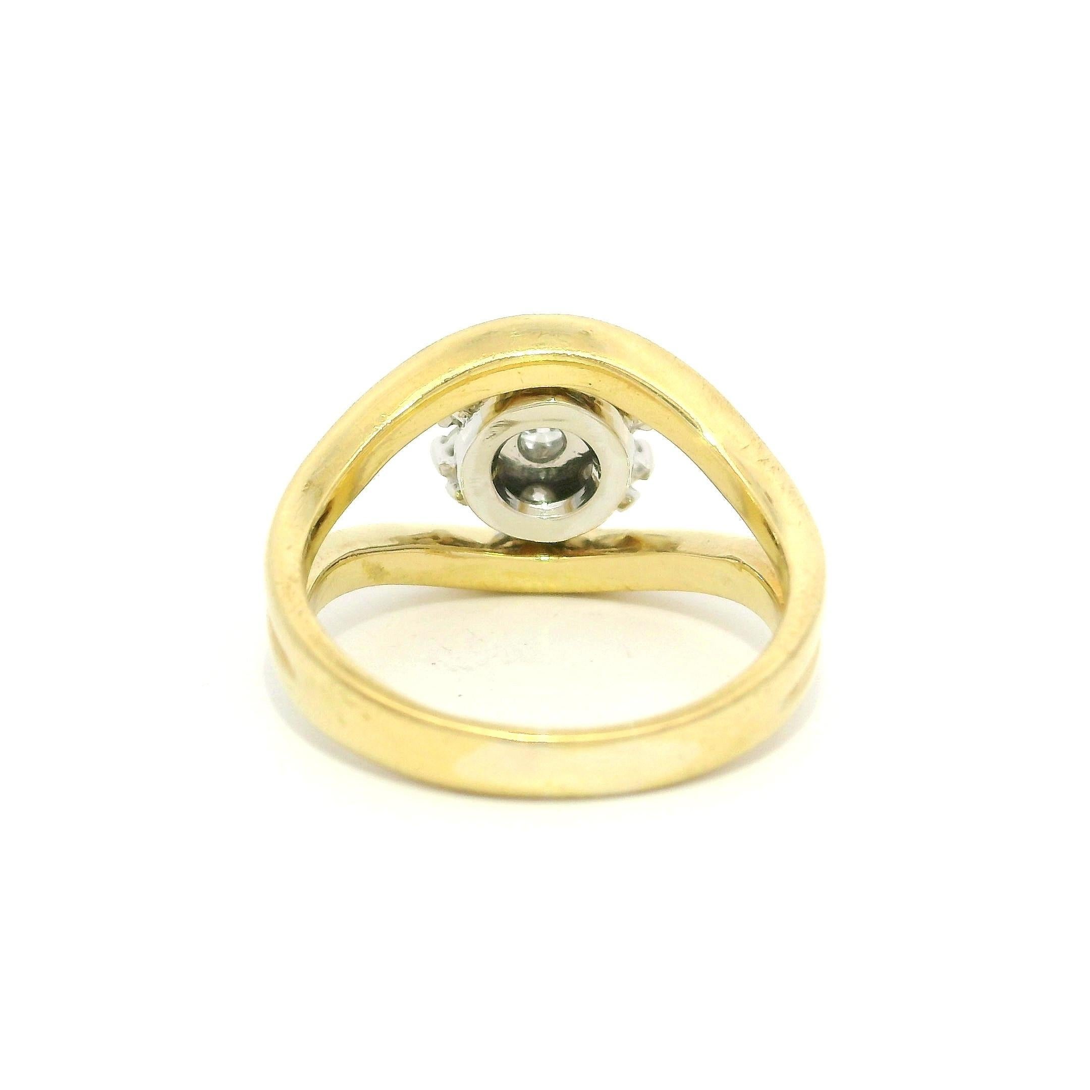 Massiv Gold 0,38ctw Diamond Flower Cluster Split Shank Ring Band im Angebot 1