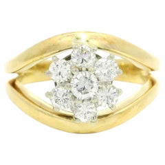Bague en or massif 0.38ctw Diamond Flower Cluster Split Shank Band