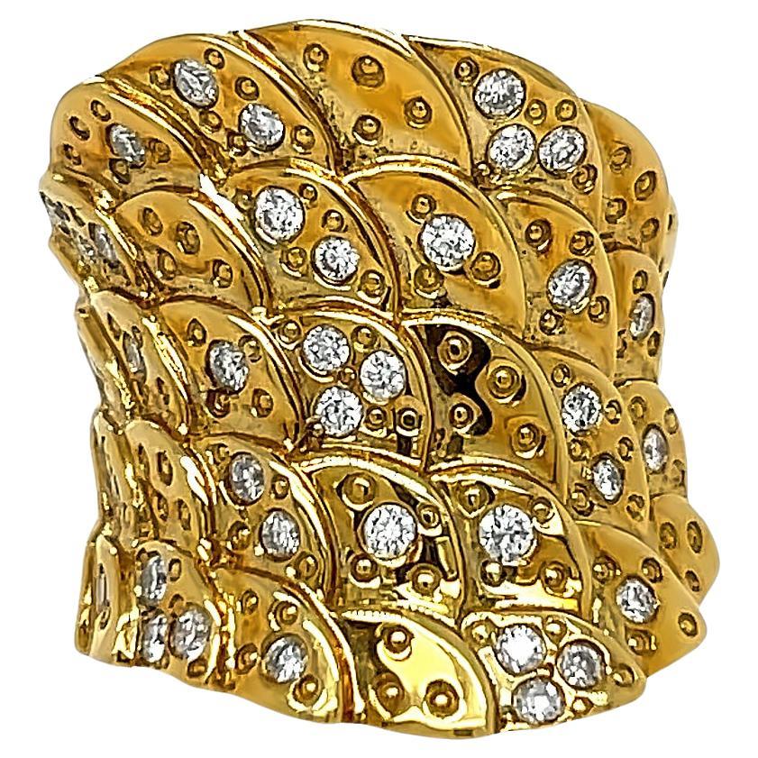 Solid Gold and Diamond Cocktail Ring in 18K Yellow Gold