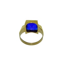 Solid Gold Art Deco Sapphire Ring Hand Constructed