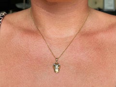 Solid Gold Baseball Hat Diamond Pendant Necklace