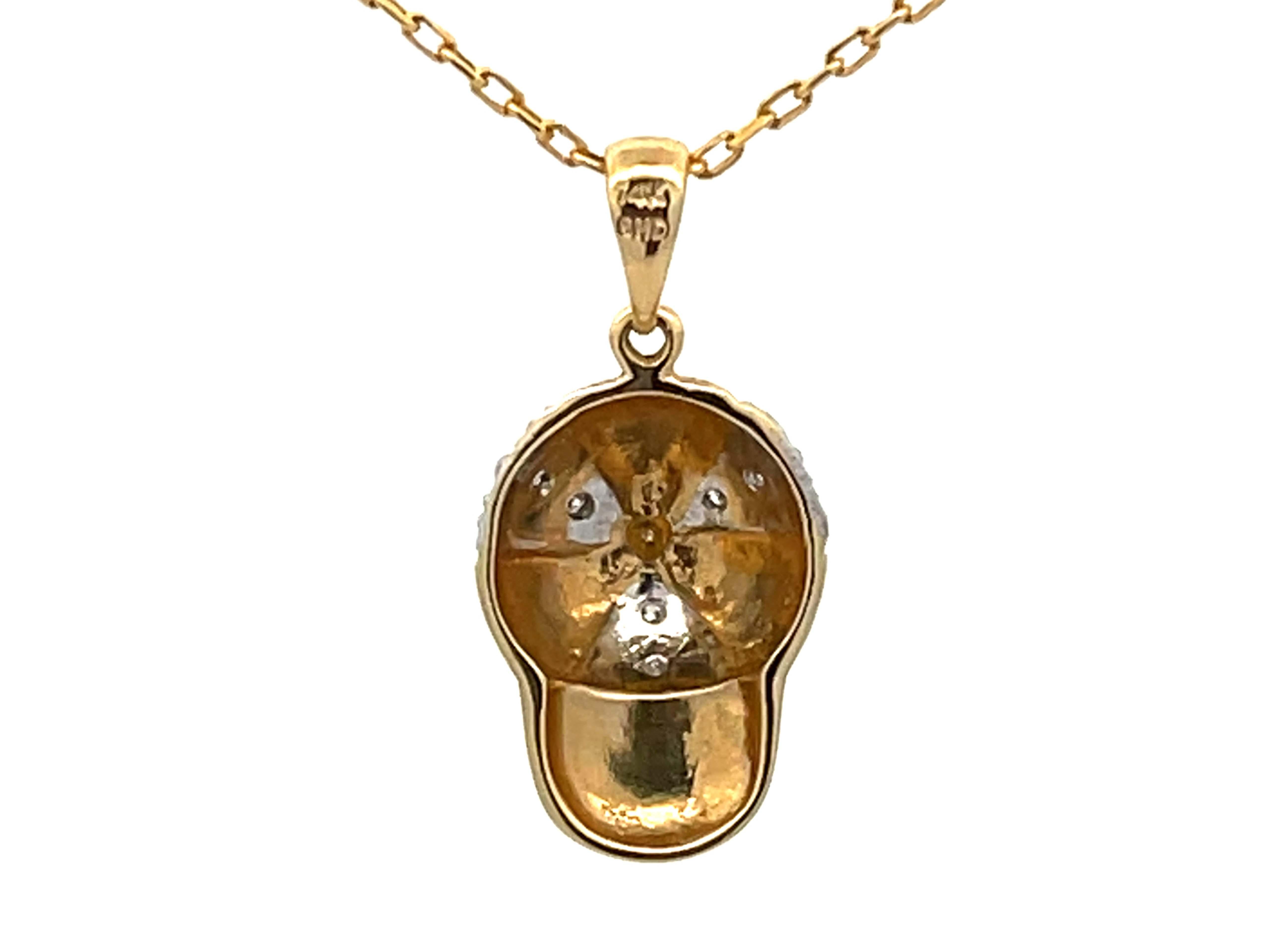 Brilliant Cut Solid Gold Baseball Hat Diamond Pendant Necklace For Sale