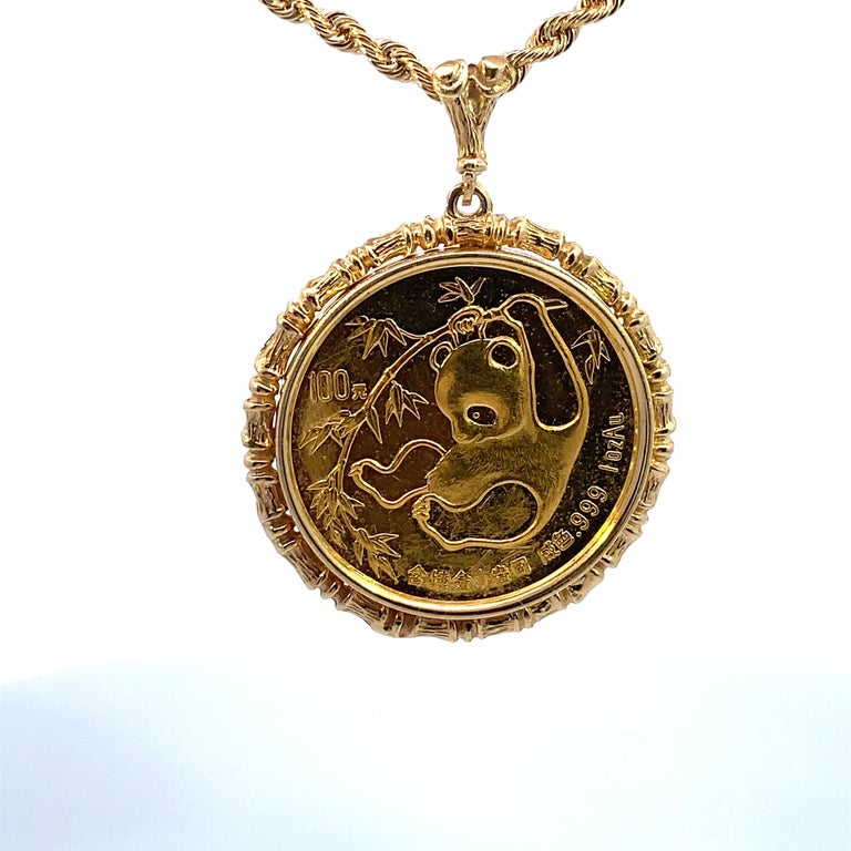 1stDibs Gold Solid China Panda Coin Pendant Chain
