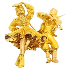 Solid Gold Dancer and Musician Brooch