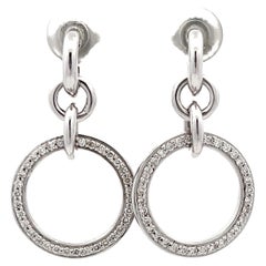 Massivgold Diamant Ohrringe 18K mit baumelnden Reifen