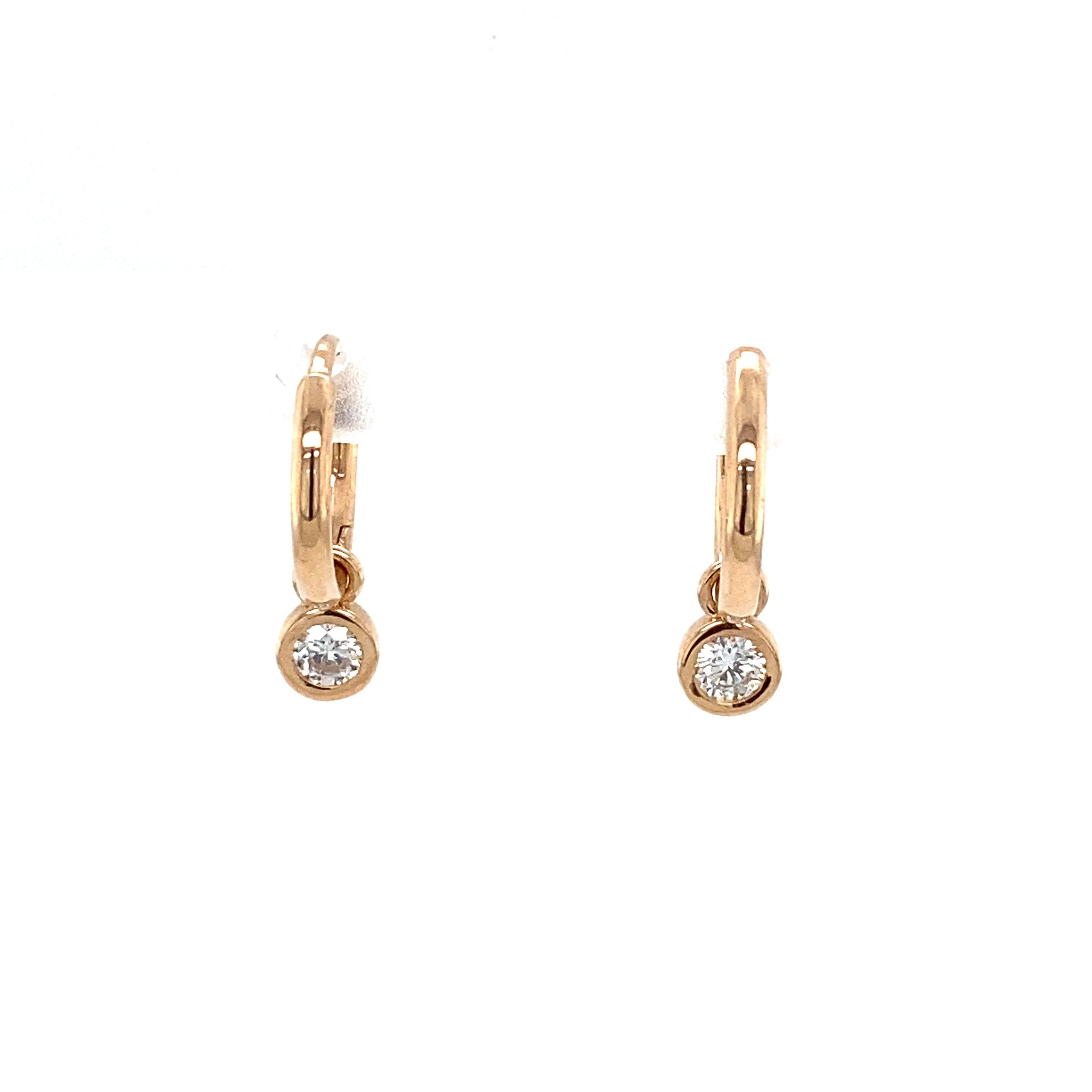 Orecchini a cerchio in oro massiccio con diamanti 0,20ct in oro 14ct In condizioni Nuovo in vendita a London, GB