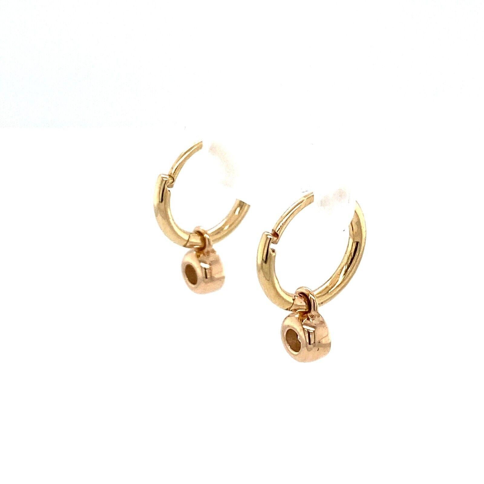 Round Cut Solid Gold Diamond Drop Hoop Earrings 0.25ct in 14ct Gold For Sale