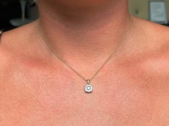 Solid Gold Diamond Halo Pendant Necklace