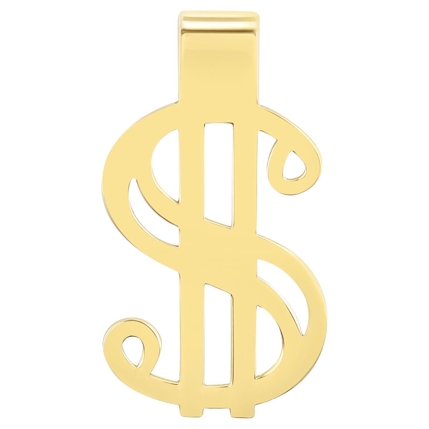 Solid Gold Dollar Sign Money Clip 14k Yellow Gold