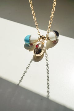 Enchanted Solid Yellow Gold and Ruby Egg Charm Pendant Mega Locket