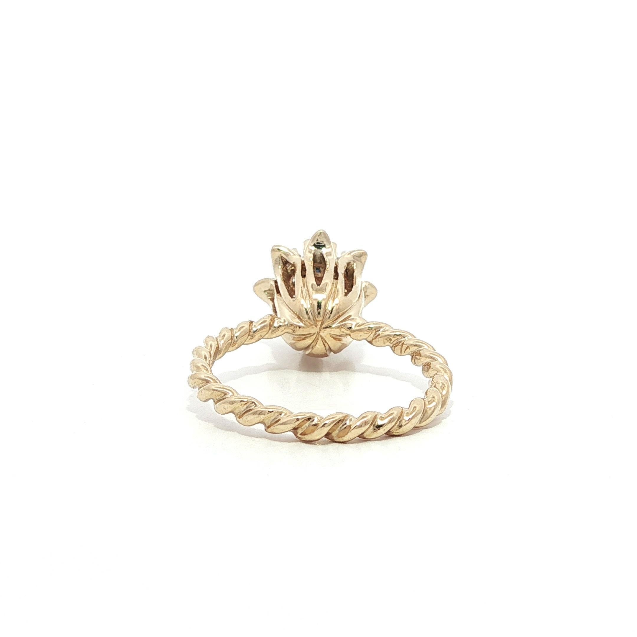 Massiv Gold Smaragd Saphir & Diamant Tulip Twisted Wire Stack Satz von 3 Ringe im Angebot 7
